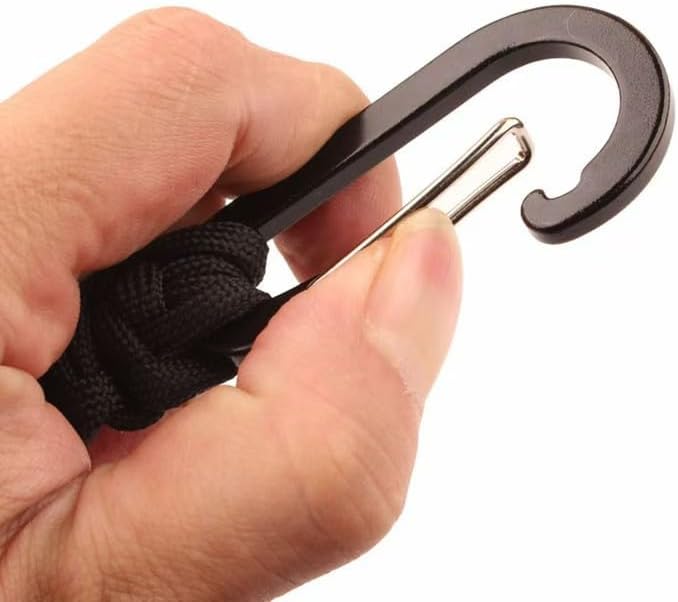 Black Military Grade Paracord Keychain with Carabiner Hook – Braided Lanyard Key Ring for Keys, Knife, Flashlight – Ideal for Outdoor, Hiking, Camping, Survival Gear–Durable Keychain for Men and Women image 3
