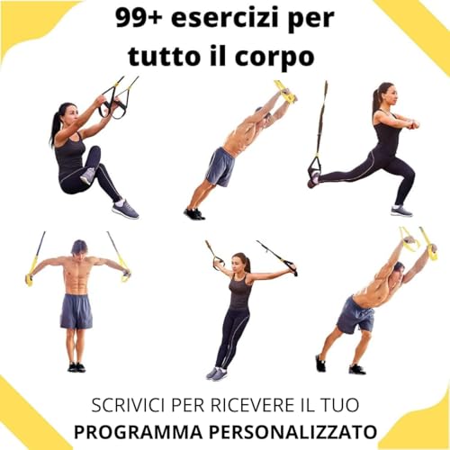 TRYNO TRX ITALIANO, Trx Home Fitness, Suspension Training for the Whole Body, Allenamneto in Suspension, Trx Elastic Fitness, Suspension Straps + Backpack (Extendable Yellow) - Image 7
