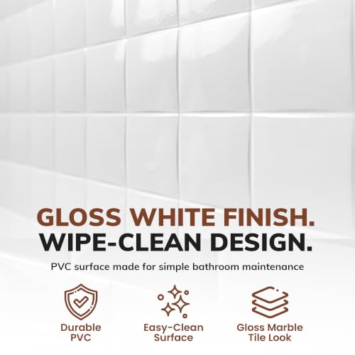 Aloha PVC Tub & Shower Wall Panel Surround, Gloss White, 1-Pack (96 Sq Ft) by From Plain To Beautiful In Hours - Used condition - Image 3
