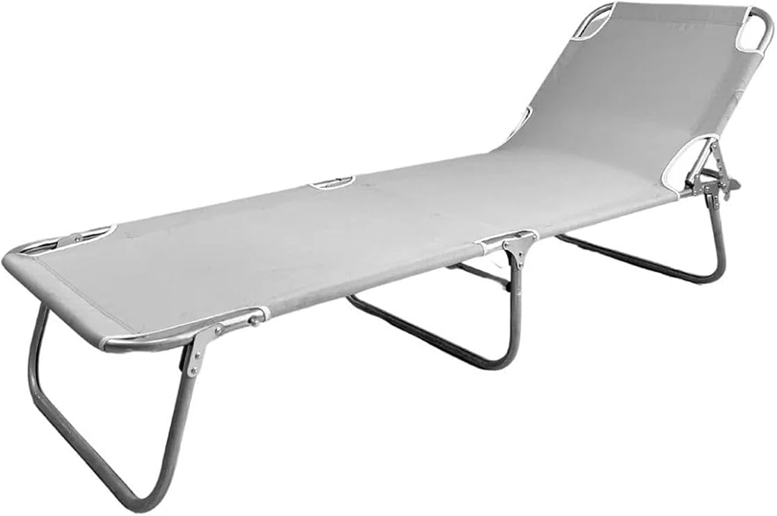 Reyo Bysay Katlanır Şezlong, Gri, Metal İskelet ve Dayanıklı Kumaş, 55x188x27 cm, Kamp, Plaj, Bahçe Kullanımı için