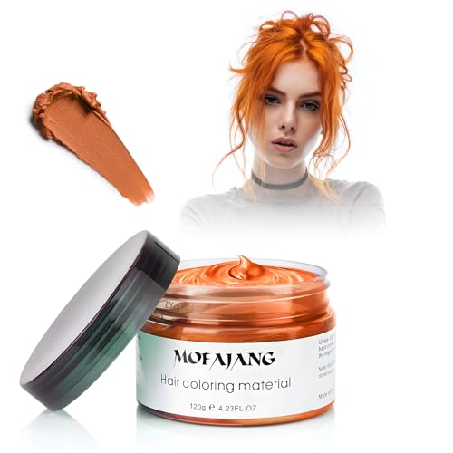 SOVONCARE Orange Temporary Hair Color Wax Washable Gray Hair Dye for Men & Women, All-Day Hold Disposable Hair Styling Clays for Party, Cosplay & Daily 4.23 oz