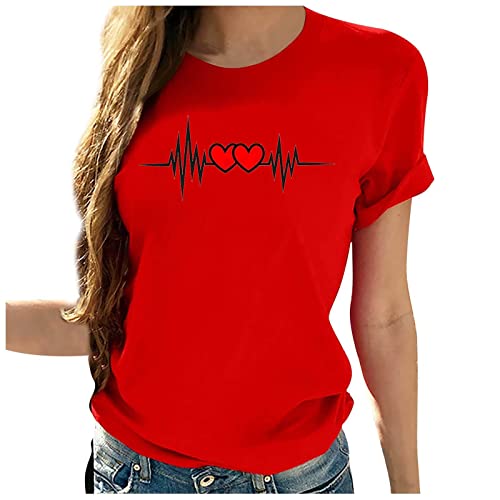 2023 Camiseta Verano Mujer Blusa Manga Corta con Cuello Redondo C...
