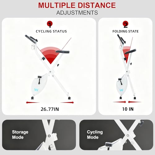 Image of BARWING Foldable Exercise Bike with Magnetic Resistance for Home | 3 IN 1 Stationary Bike with 16 Resistance Levels and 330 lb Capacity for Low-Impact Home Cardio Workouts