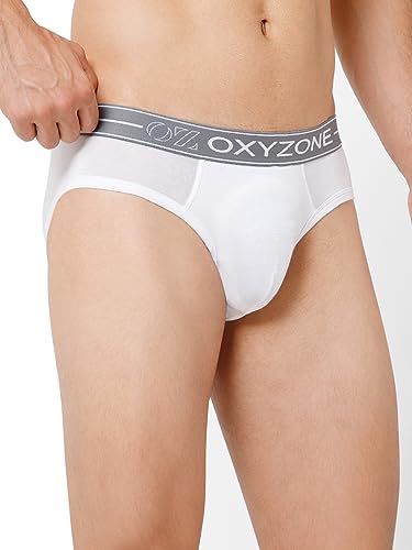 Image of OXYZONE Men's Modal Solid Brief with Sweat-Absorbent & Anti-Odour Fabric, Lightweight, Tag-Free, Breathable Innerwear with Outer Soft Waistband