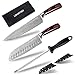 Cuchillo de cocina, juego de cuchillos de cocina profesional con cuchillo de chef de 8 pulgadas, cuchillo Santoku de 7 pulgadas y varilla de afilado, la mejor opción para cocina y restaurante.