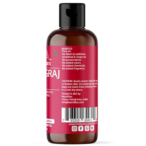 Hollywood Secrets Organic Pure Bhringraj Oil Hair Growth Skin 100 ml