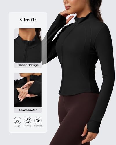 QUEENIEKE Women's Slim Fit Workout Jackets - Zip Up Cropped Yoga BBL Track Jacket Athletic Running Gym Tops - Image 5
