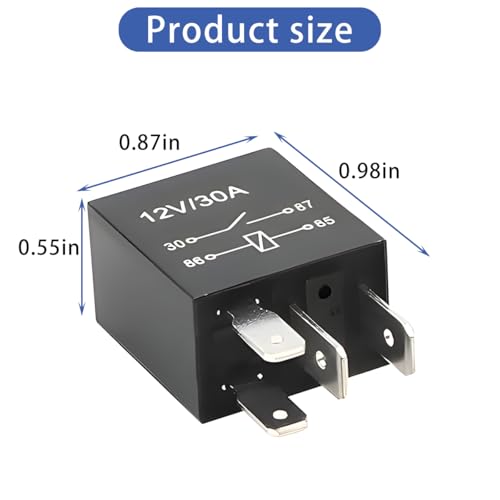 BLAU GRUN 4 Pin 12V 30A Car Relay, Multi Purpose Waterproof Relaying Starter for Motor, Heavy Duty Standard Automotive Electrical Replacement Accessories, Universal for Vehicles