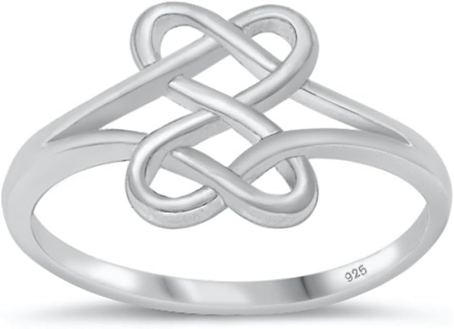 CHOOSE YOUR COLOR Sterling Silver Celtic Infinity Heart Knot Ring