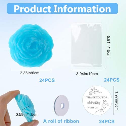 24 Pcs Hydrangea Bridal Shower Favors Blue Soap Flower Party Guest Gifts with Thank You Card, Ribbon and Transparent Bag, Baby Shower Favors Wedding Decorations by YAGHXAU - Image 2
