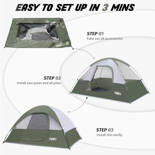 Camping Tent 2 Person, Waterproof Windproof Tent with Rainfly Easy Set up-Portable Dome Tents for Camping… by unp - Image 3