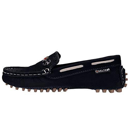 Sapato Mocassim Casual Infantil de Couro Azul Marinho Selten 25, Azul Marinho