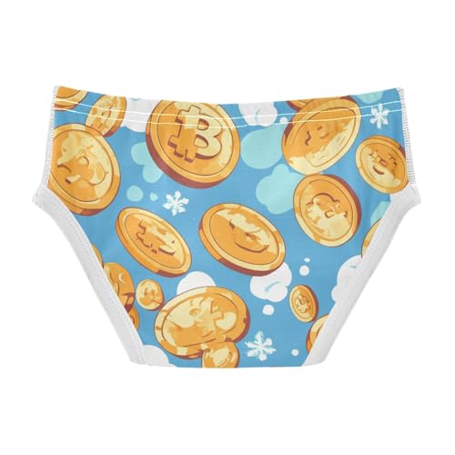KLL Flying Bitcoins and Snowflakes Toddler Boys' Pure Cotton Underwear Cute Children Panties2