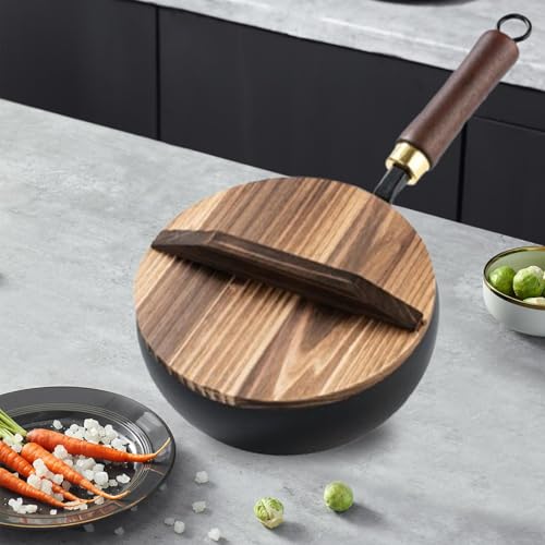 Wok con tapa de madera y fondo plano, 20 cm miniatura 4