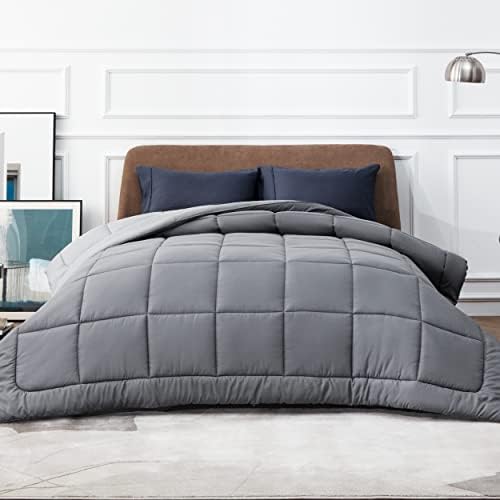 Bedsure King Size Duvet 10.5 tog - Reversible All Seasons Duvet, Soft Warm Bed Quilts King Size (Grey, King)