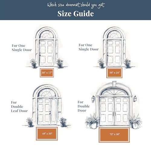 Barnyard Designs Natural Coco Coir Heavy Duty Backing Doormat - Large Cute Non-Slip Front Door Welcome Mat for Outside Entrance or Porch Entry, Brown (36x72, Welcome)