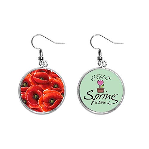 Pendientes de amapola Corn poppy con colgante decorativo esmaltado color rojo