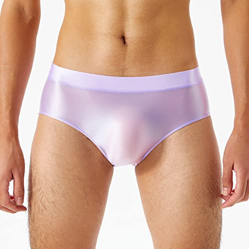 Sxiwei Men Shiny Silky Low Rise Briefs Underwear Elastic Waistband Thong Underpants Panties Swimwear2