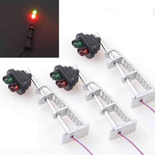 3pc Model Railroad N Scale 1:87 Track Signals 2-LEDs Green Red Block Lights Lamp