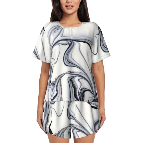 Pyjama 2 pièces femme manches courtes - Ensemble homewear col rond avec poches