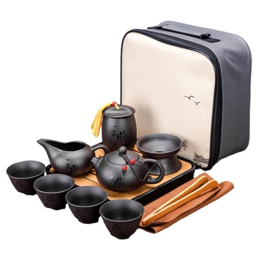 KIXZSAZ Fino organizador de regalos Juego de tetera cerámica arena morada para la mejor experiencia té Colocación inferior suave y estable, Viajes Yiyan Jiuding