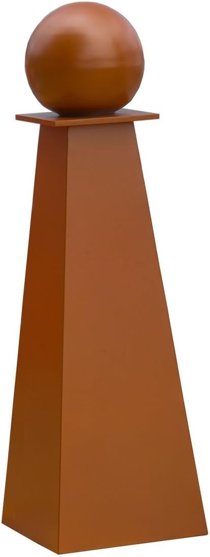 Decorative Pipe Cover - Hollow Pyramid Pedestal with Sphere Garden Decor