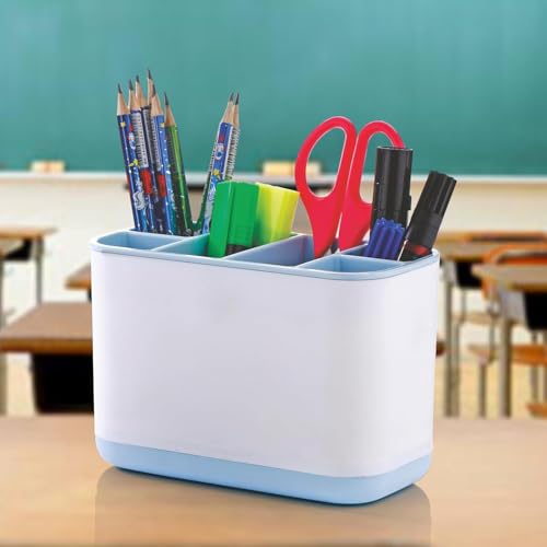 Image of OLMARTT KITCHENWARE 6-Compartment Multi-Purpose Kitchen Organizer - Versatile Toothbrush Storage Caddy Detachable top & bottem (Sky Blue)