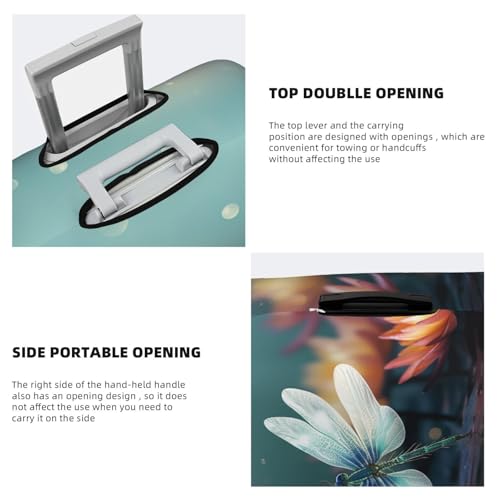 Travel Luggage Cover Fashion Suitcase Protector Dragonfly with Water Lily Spandex Baggage Covers Washable Suitcase Covers Anti-Scratch Luggage Cover Protectors Fits 18-32 Inch Suitcases Large4