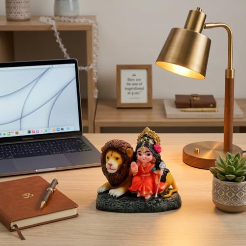Image of ZAICUS Durga Maa Idol with Lion for Home Temple Decor | Sherawali MATA Murti for Pooja Room, Mandir & Office | Goddess Statue for Navratri, Housewarming & Spiritual Gift