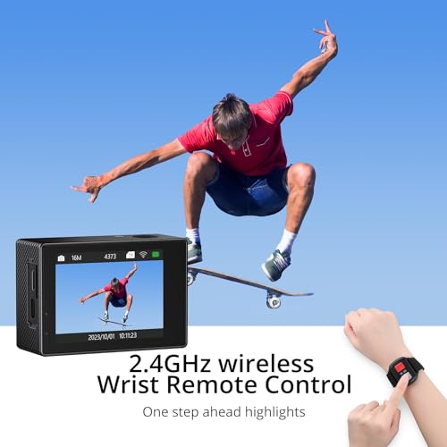 Dragon Touch Câmera de ação 4K 20MP 30FPS 100FT impermeável câmera subaquática 170° Wide Angle WiFi