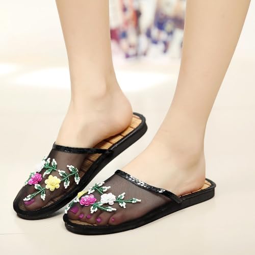 Zureto Chinese Mesh Slippers for Women, New Chinese Mesh Bamboo Flats Slippers Sandal4