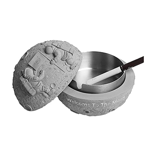 Beton-Aschenbecher mit Deckel und Stahlauskleidung, winddicht, Zigaretten-Aschenbecher für den Innen- und Außenbereich, Aschenbecher für Raucher, Desktop-Raucher-Aschenbecher für Zuhause, Büro Cover