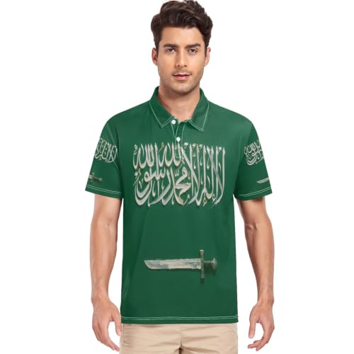 T-shirt golf athlétique séchage rapide polo drapeau Arabie Saoudite