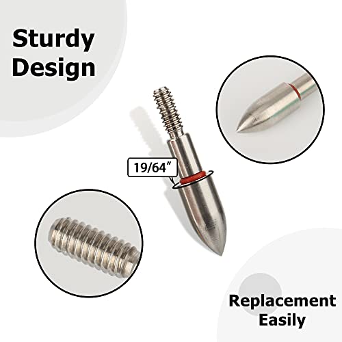 Hosolee 100 Grains Id 6.20Mm/0.244Inch Arrowheads 19/64” Archery Screw-In Field Points Stainless Steel Tips With O-Ring For Targeting Hunting (Pack Of 12) #TOP3