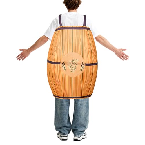 RAOKENSU Costume de fût de vin de chêne 3D pour homme - Tunique amusante pour la fête de la bière - Pour adultes - Costume de tonneau de vin pour Halloween - Costume de carnaval unique pour fête à – vue 2
