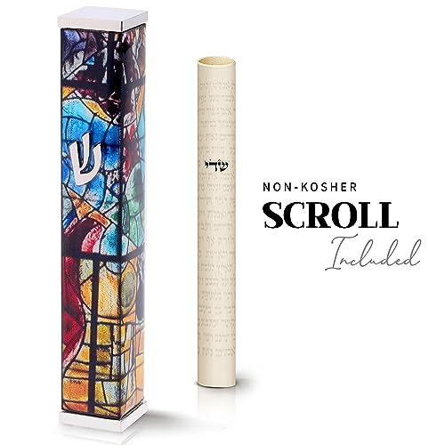 SURI Estojo Mezuzah com pintura de Marc Chagall, mezuzá autoadesivo de alumínio de 10 cm com rolo pa