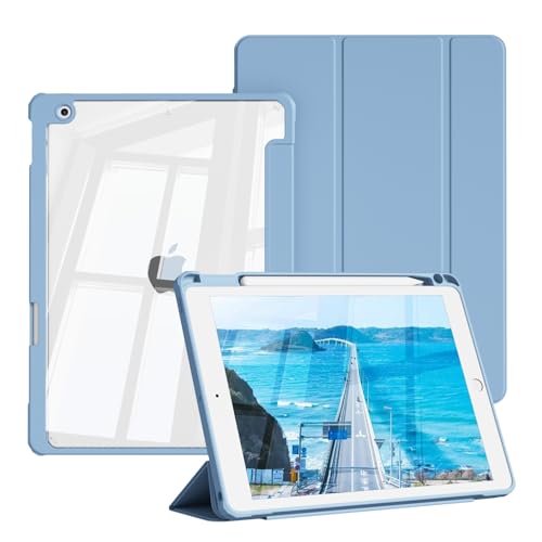Coque iPad 2021 2020 2019 Protection Antichoc Transparent Bleu Universel 10.2