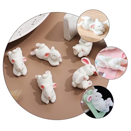 INOOMP 2 sets 6 pcs Easter Decor Adornments Lying Landscape for Lovely Rabbit Bunny Statues Decors C