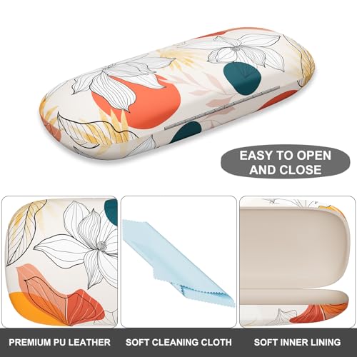 Image of Eyeglasses Case, Portable Hard Shell Protective Case for Glasses, Eyeglass Holder Box for Women with Cleaning Cloth