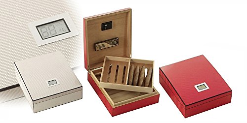 Cave à cigares Lubinski haut de gamme Laser Argenté avec humidificateur et plateau