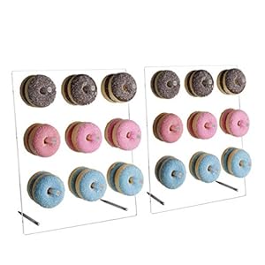 Clear Donut Stands, Acrylic Donut Wall Display Stand, 2 Pack Donut Board for 54 Pcs Donuts for Dessert Table, Bagel Doughnuts Holder for Party Birthday Gathering