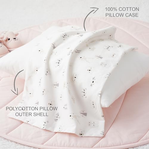 Image of Bunnikins & Clover Toddler Pillows with Pillowcase, 13 inchx18 inch Soft Cotton Kid Pillows for Sleeping, Bedding Small Pillow for Boys and Girls Aged 2-5 Years