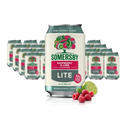 Somersby Raspberry & Lime Cider Light 24 x 0 33 Liter Dosen Fruchtiger Cidre 4 5% Vol. XXL Fruit Cider Set in Einwegdosen Weniger Kalorien Prickelnde natürliche Himbeernote mit Limone