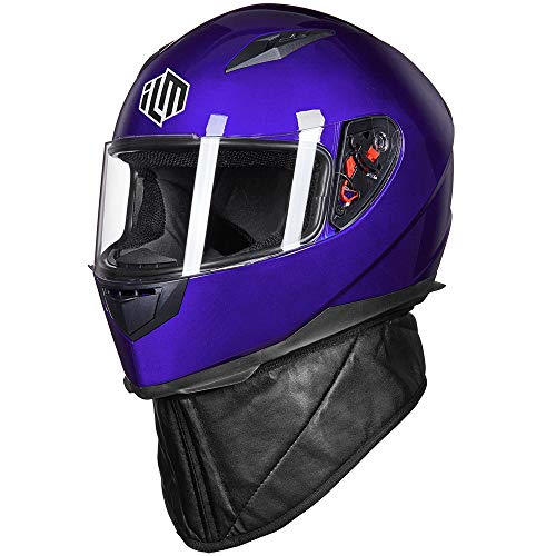 Ilm Full Face Motorcycle Street Bike Helmet With Removable Winter Neck Scarf + 2 Visors Dot Model-Jk313 (Xl, Blue) #TOP5