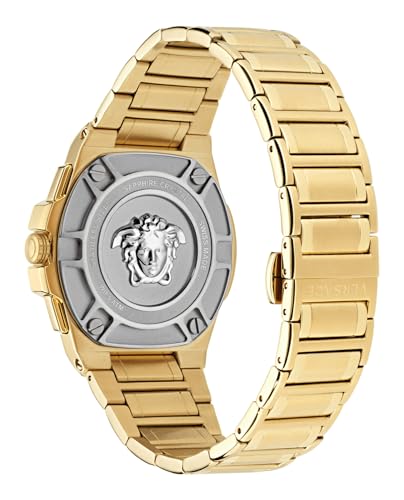 Versace Greca Extreme Chrono Collection Luxury Mens Watch Timepieces with a Gold Bracelet and Case featuring a Black Dial3