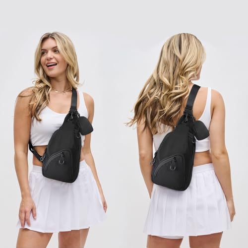 Small Sling Bag Crossbody Bags for Women Men, Crossbody Sling Backpack,Chest Bag Daypack with Convertible Shoulder Strap, Cross Body Bags Trendy for Travel Camping Hiking Black3