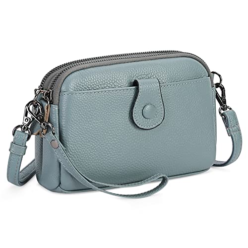 Sac bandoulière femme petit sac à main cuir véritable et pochette poignet