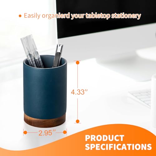 Image of Pen Holder for Desk, Ceramic Pencil Organizer & Makeup Brush Holder, Office Decor and Desk Accessories,Perfect Office Organization,Teacher Supplies(Royal Blue, Set / 1)