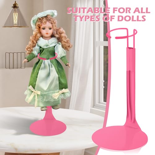 Image of Yaocom 12 Pcs Action Figure Stand Action Figure Display Holder with Expandable Waist Wire for 8 inch to 12 inch Model Bear Display Rack(Rose Pink)