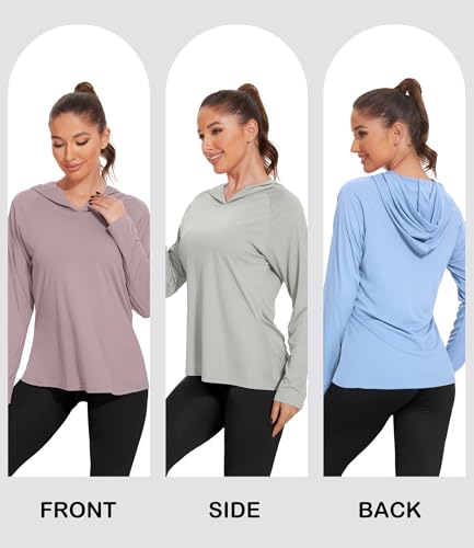 4 Pack Women's Sun Protection Hoodie UPF SPF Long Sleeve Hiking Fishing Athletic Shirts Lightweight Rash Guards3